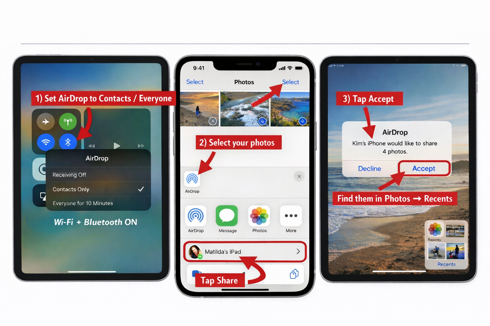 📱Tech Tip:  AirDrop like a pro (iPhone ➜ iPad) 📱➡️📲